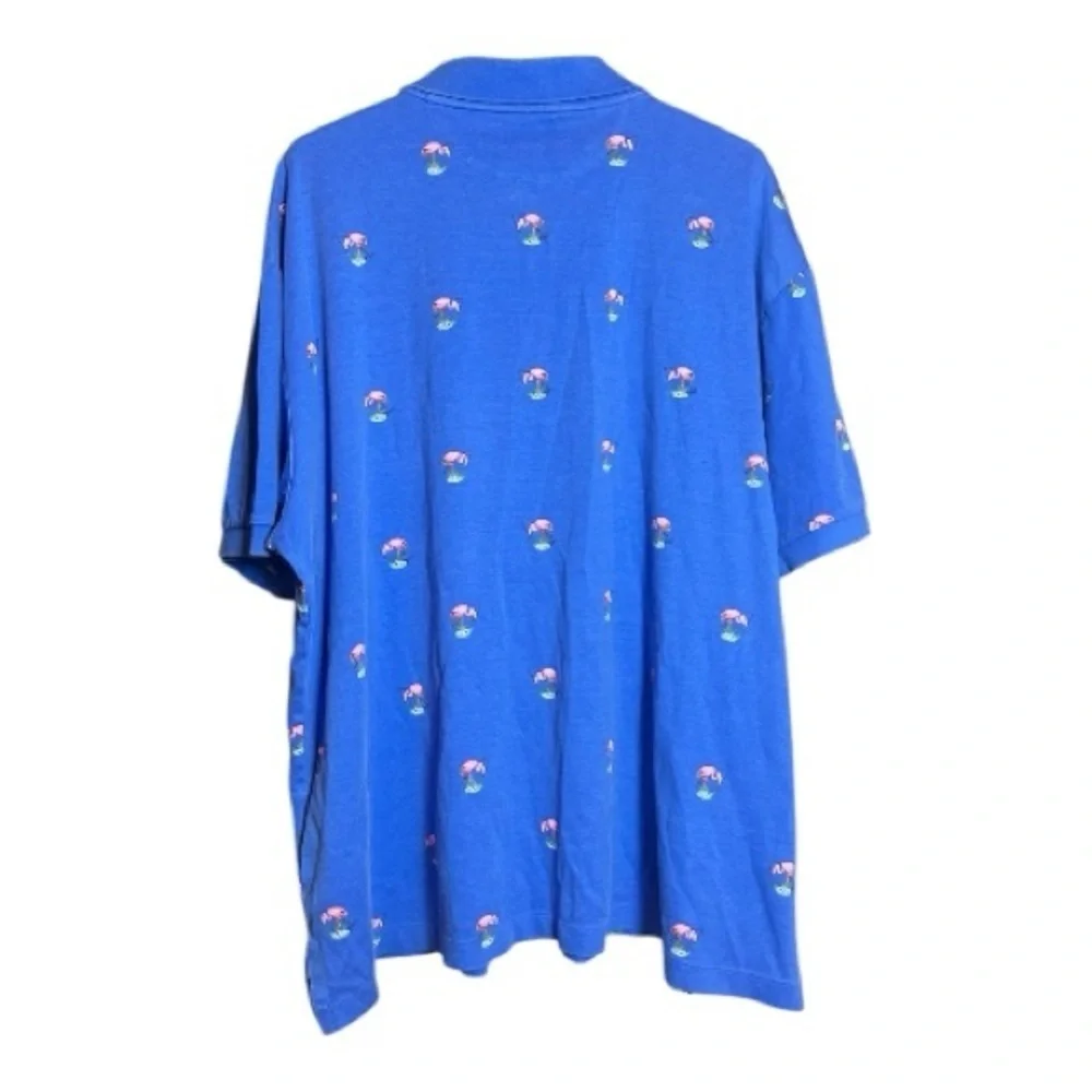 Polo Ralph Lauren Mens 2TG (2X Tall) Short Sleeve Shirt Blue Pink Flamingo